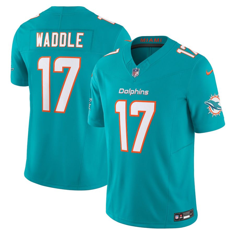 Men Miami Dolphins #17 Jaylen Waddle Nike Aqua Vapor F.U.S.E. Limited NFL Jersey
